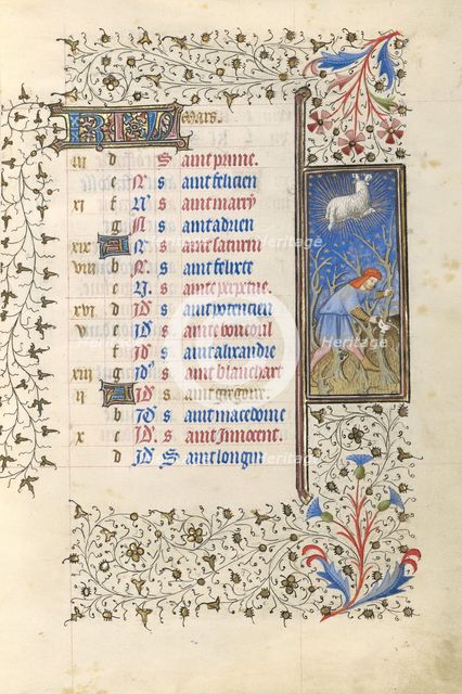 A Man Pruning Vines; Book of Hours, about 1415-1420. Creator: Workshop of the Master of the Rohan Hours.