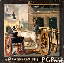 A man praying to the Madonna del Parto for a child run over by an ox-cart, 1848, 1848. Creator: Unknown
