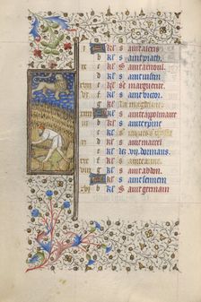 A Man Reaping; Book of Hours, about 1415-1420. Creator: Workshop of the Master of the Rohan Hours