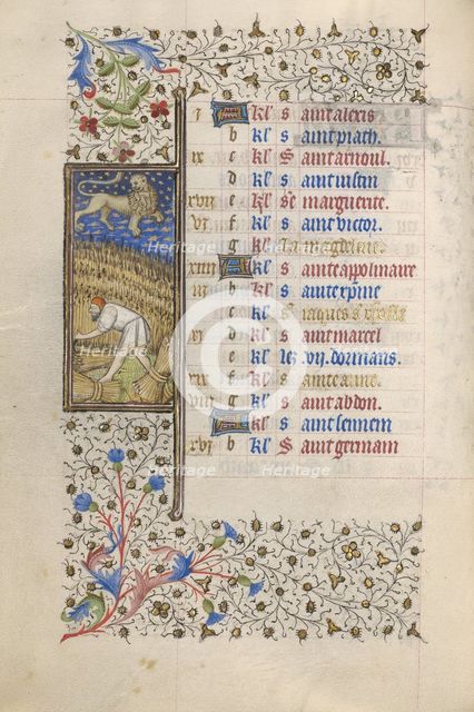 A Man Reaping; Book of Hours, about 1415-1420. Creator: Workshop of the Master of the Rohan Hours.