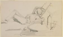 A man reclining on a bed, 1858. Creator: James Abbott McNeill Whistler