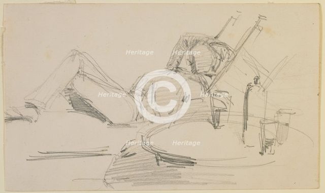 A man reclining on a bed, 1858. Creator: James Abbott McNeill Whistler.