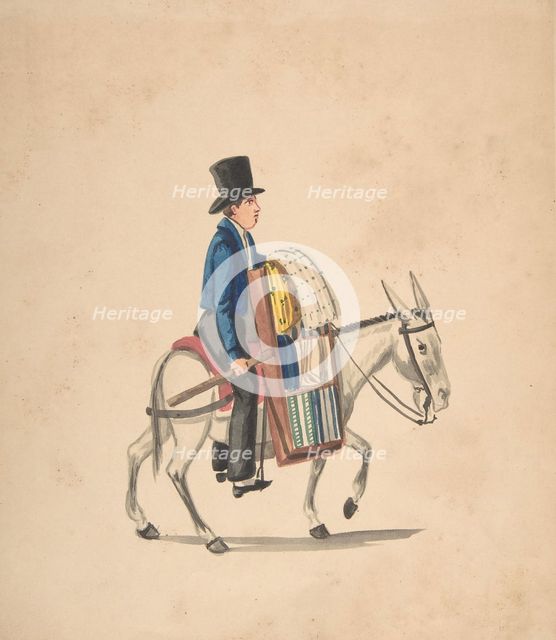A Man Riding on a Donkey, 1840-50. Creator: Anon.