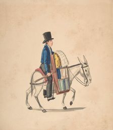 A Man Riding on a Donkey, 1840-50. Creator: Anon