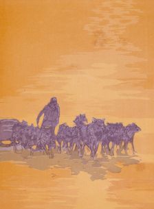 A man with wolves; scene from "The Jungle Book", 1919. Creator: Paul Jouve