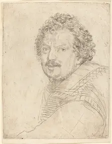 A Man with a Moustache and Goatee, Facing Forward, 1620s. Creator: Ottavio Mario Leoni