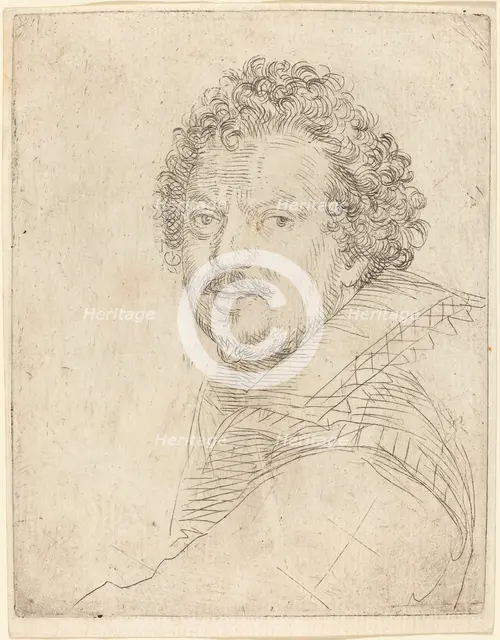 A Man with a Moustache and Goatee, Facing Forward, 1620s. Creator: Ottavio Mario Leoni.