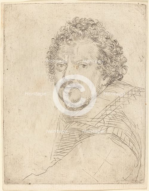 A Man with a Moustache and Goatee, Facing Forward, 1620s. Creator: Ottavio Mario Leoni.
