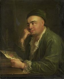 A Man with a Drawing of Flowers, so-called Portrait of Jacob Feitama Jr, Merchant in Amsterdam,c1730 Creator: Anon