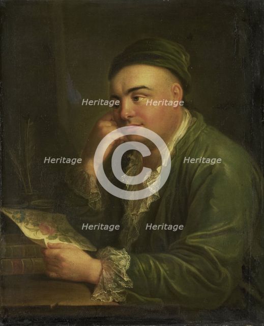 A Man with a Drawing of Flowers, so-called Portrait of Jacob Feitama Jr, Merchant in Amsterdam,c1730 Creator: Anon.