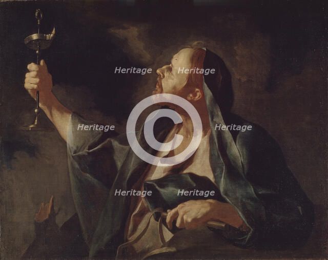 A man with a lamp and a whip (The Prophet Sophonias). Artist: Petrini, Giuseppe Antonio (1677-1759)