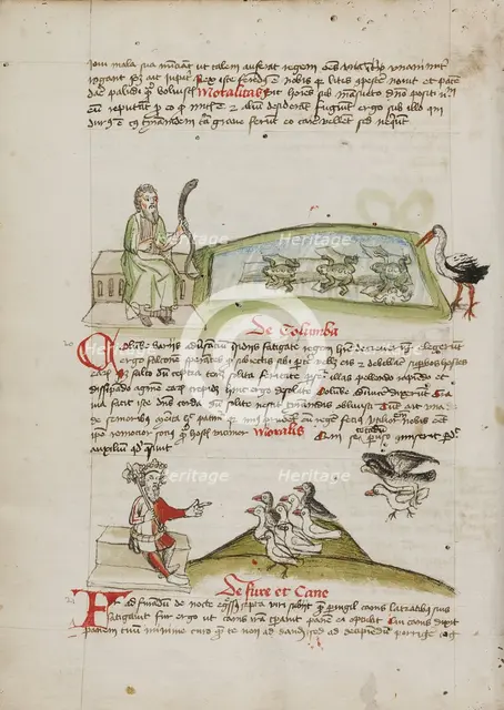 A Man with a Snake in his Hand: A King Speaking to a Flock of Doves, third quarter of 15th century. Creator: Unknown.