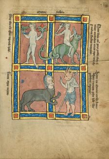 A Man Without Knowledge of Fire; A Man Riding a Crocodile; A Centaur; Sanrus..., 1277 or after. Creator: Unknown