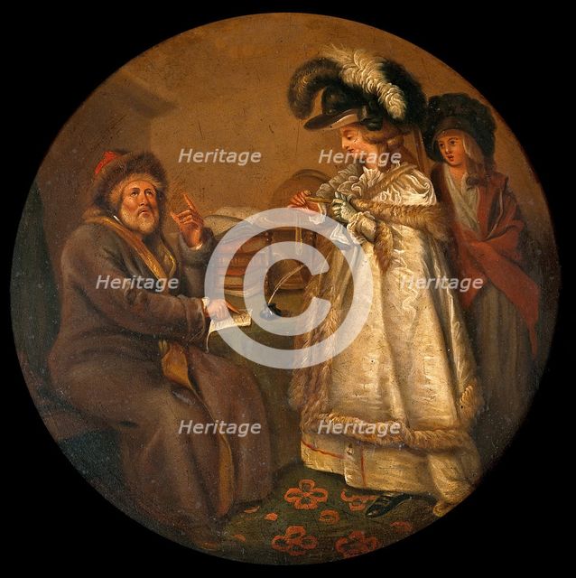 A man telling a lady's fortune. Creator: Smith, John Raphael, 1752-1812 (After).