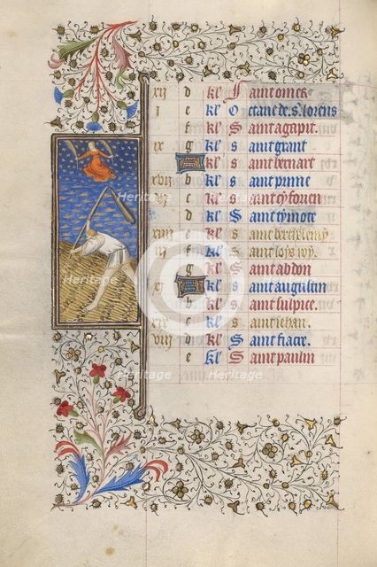 A Man Threshing; Book of Hours, about 1415-1420. Creator: Workshop of the Master of the Rohan Hours.