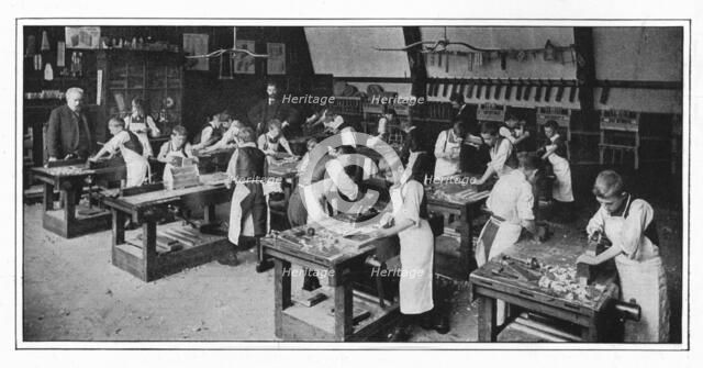 A manual training centre: woodwork, London, c1900 (1901). Artist: Unknown.