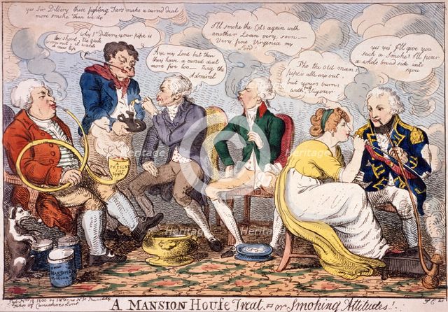 'A Mansion House treat - or smoking attitudes', London, 1800. Artist: Anon