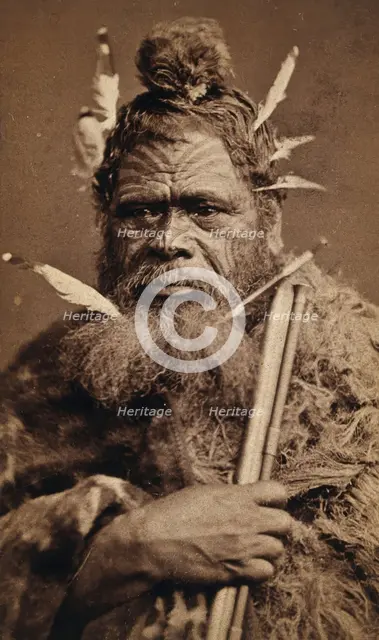 A Maori man with a tattoed face, between 1800 and 1899. Creator: Unknown.