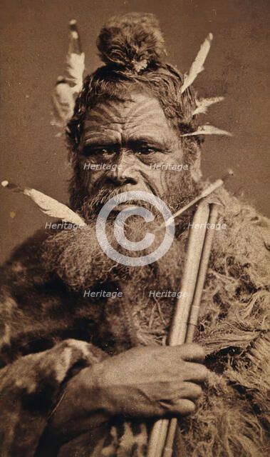 A Maori man with a tattoed face, between 1800 and 1899. Creator: Unknown.
