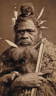 A Maori man with a tattoed face, between 1800 and 1899. Creator: Unknown