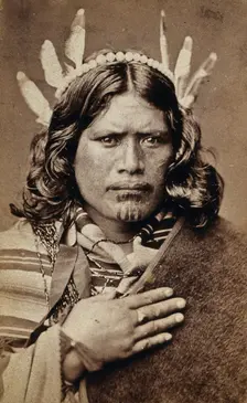 A Maori man with a tattoed face, c1870s. Creator: James Bragge