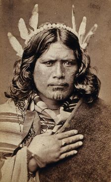 A Maori man with a tattoed face, c1870s. Creator: James Bragge