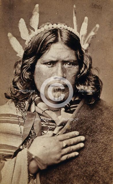 A Maori man with a tattoed face, c1870s. Creator: James Bragge.