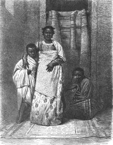 A Madegasse women and her Children; A Birds-eye View of Madagascar 1875. Creator: M.D Charnay