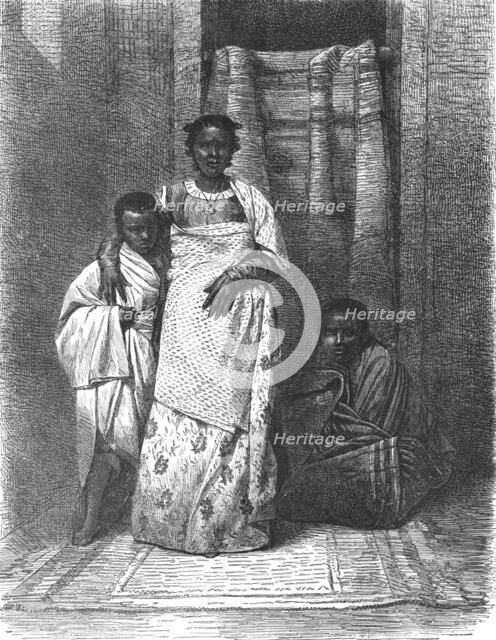 'A Madegasse women and her Children; A Birds-eye View of Madagascar', 1875. Creator: M.D Charnay.