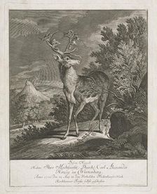 A Magnificent Stag in a Landscape, 1735. Creator: Johann Elias Ridinger