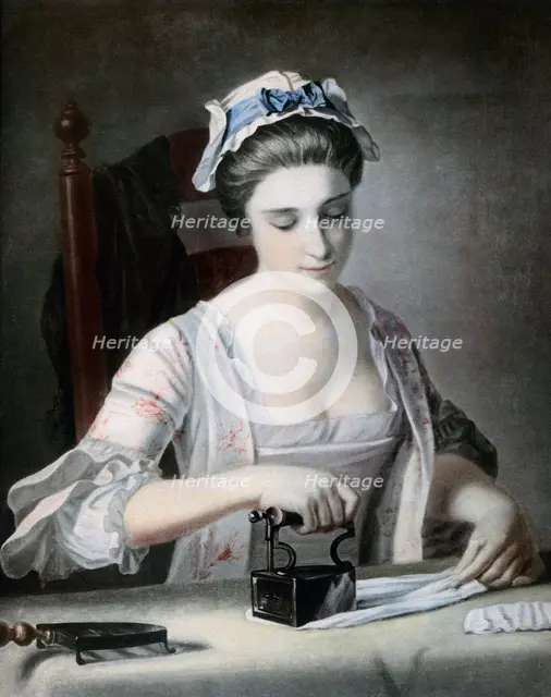 A maid ironing, 18th century.Artist: George Morland