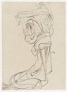 A Maid preparing to dust, Edo period, Early 19th century. Creator: Hokusai