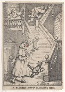 A Maiden Aunt Smelling Fire, [May 1, 1806], reissued May 1,..., [May 1, 1806], reissued May 1, 1812. Creator: Thomas Rowlandson