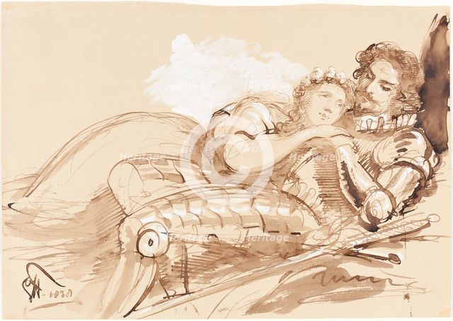 A Maiden Embraced by a Knight in Armor, 1838. Creator: George Hayter.