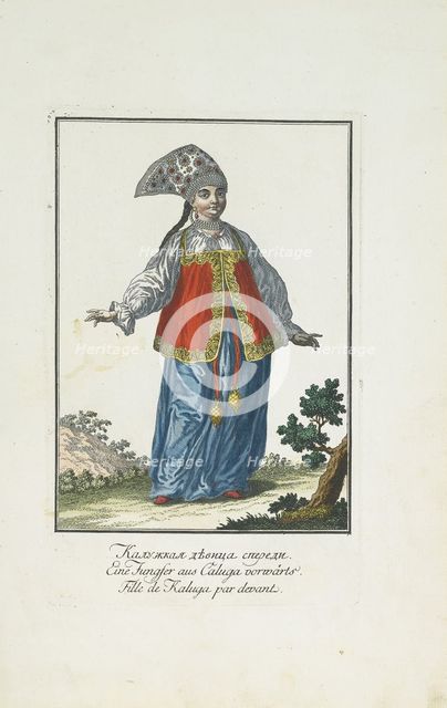 A Maiden from Kaluga in Festive Dress. Artist: Georgi, Johann Gottlieb (1729-1802)