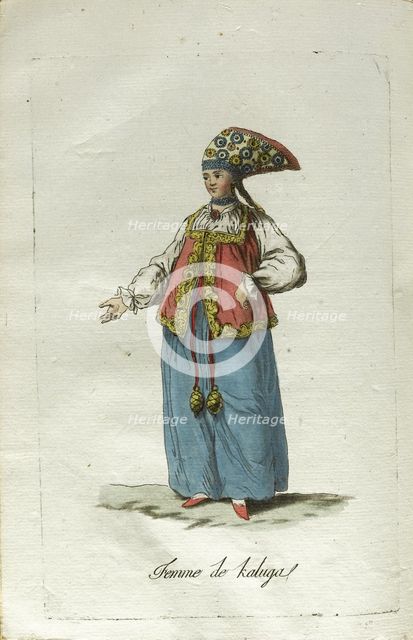 A Maiden from Kaluga in Festive Dress. Artist: Grasset de Saint-Sauveur, Jacques (1757-1810)