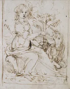 A Maiden with a Unicorn, late 1470s. Artist: Leonardo da Vinci