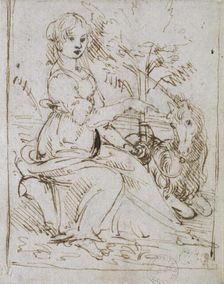 A Maiden with a Unicorn, late 1470s. Artist: Leonardo da Vinci