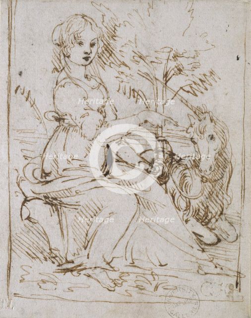 A Maiden with a Unicorn, late 1470s. Artist: Leonardo da Vinci.