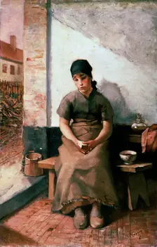 A Maidservant's Breakfast 1880s. Artist: Constantin Emile Meunier