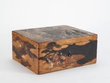 A makimono box decorated with scenes from the Genji romance, Momoyama period, 16th century. Creator: Unknown