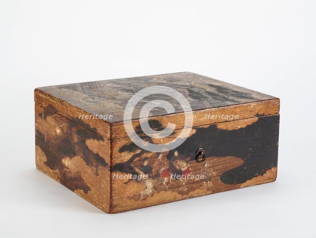 A makimono box decorated with scenes from the Genji romance, Momoyama period, 16th century. Creator: Unknown.