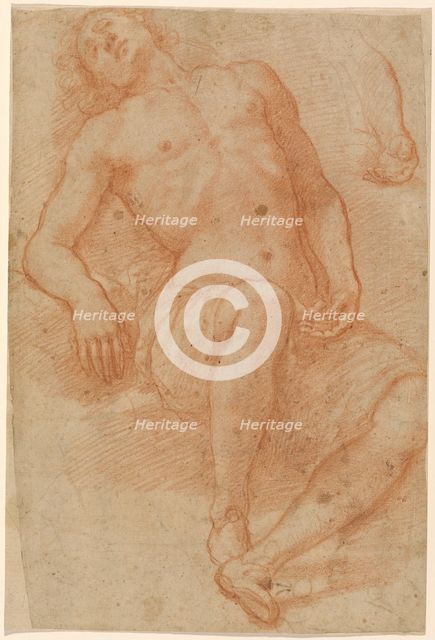 A Male Nude, Half Reclining, 1622/1624. Creator: Matteo Rosselli.