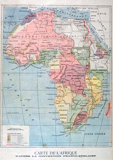 A map of Africa after the The Anglo-French Convention, 1899