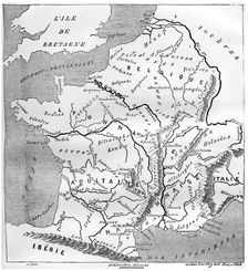 A map of Gaul during the time of Augustus, 1848, (1882-1884).Artist: MacCarthy