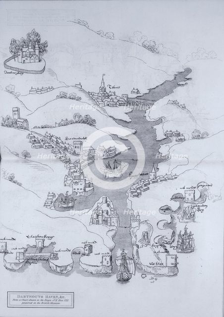 A map of Dartmouth Haven, Devon, 1806. Creator: Daniel Lysons.