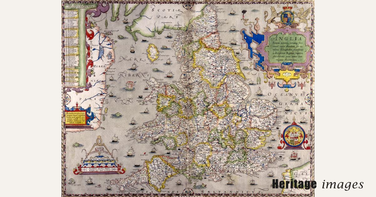 A map of England and Wales, 1583. Creator: Christopher Saxton ...
