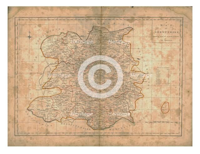 A Map of Shropshire, c1788. Artists: John Haywood, Edward Sudlow.