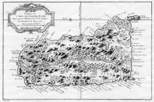 A map of St Lucia, the West Indies, 1758.Artist: N Bellun