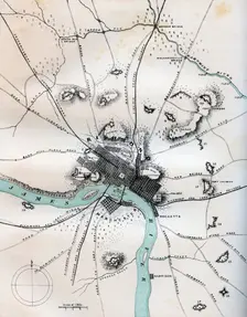 A map of Richmond and its vicinity showing all batteries, 1862-1867.Artist: W Kemble